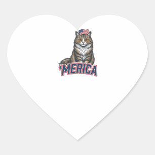 Patriotische Katze Merica Vintage Gravur Shirt Des Herz-Aufkleber
