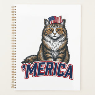 Patriotische Katze Merica Vintage Gravur Shirt Des Planer