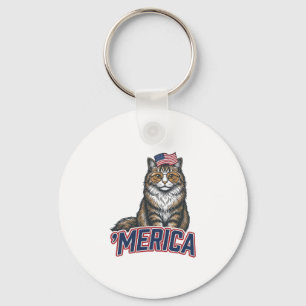 Patriotische Katze Merica Vintage Gravur Shirt Des Schlüsselanhänger