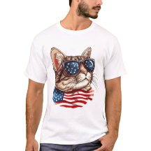 Patriotische Katze mit amerikanischer Flag-Sonnenb