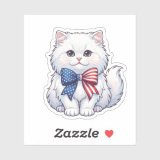 Patriotische Katze mit amerikanischer Flagge Schle Aufkleber
