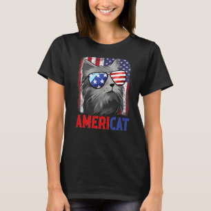 Patriotische Katze mit Sonnenbrille Amerika T-Shirt