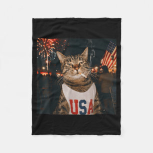 Patriotische Katze raucht Zigarette 250 Jahre zum Fleecedecke