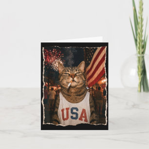 Patriotische Katze raucht Zigarette 250 Jahre zum  Karte