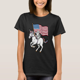 Patriotische Katze reitet auf Einhorn USA-Party-De T-Shirt