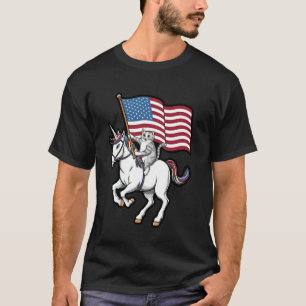 Patriotische Katze reitet Einhorn USA-Party-Design T-Shirt