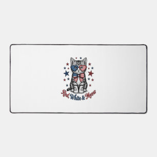 Patriotische Katze Rot Weiß und Miauen Vintage-Des Schreibtischunterlage