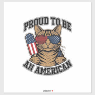 Patriotische Katze stolz, Amerikaner zu sein, Vint Aufkleber