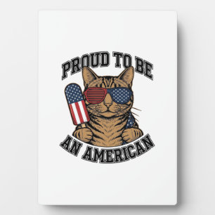 Patriotische Katze stolz darauf, amerikanisch zu s Fotoplatte