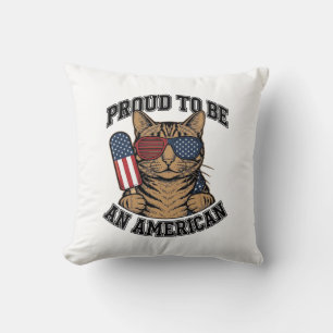 Patriotische Katze stolz darauf, amerikanisch zu s Kissen