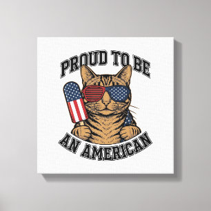 Patriotische Katze stolz darauf, amerikanisch zu s Leinwanddruck