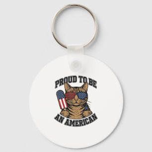 Patriotische Katze stolz darauf, amerikanisch zu s Schlüsselanhänger