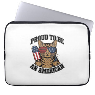 Patriotische Katze stolz, ein Amerikaner zu sein, Laptopschutzhülle