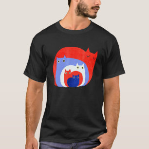 Patriotische Katze Subtiler Stolz Rot Weiß Und Bla T-Shirt