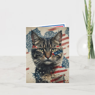 Patriotische Katze unbekannter Linie Feiertagskarte
