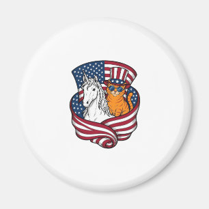 Patriotische Katze und Einhorn Vintage-Vektordesig Magnet