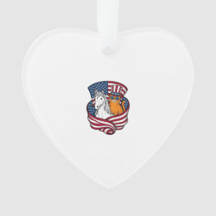 Patriotische Katze und Einhorn Vintage-Vektordesig Ornament