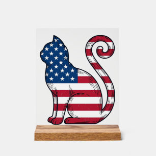 Patriotische Katze Vintage Gravur Vektor Design_1 Acrylschild