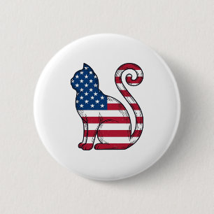 Patriotische Katze Vintage Gravur Vektor Design_1 Button