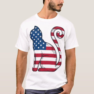 Patriotische Katze Vintage Gravur Vektor Design_1 T-Shirt