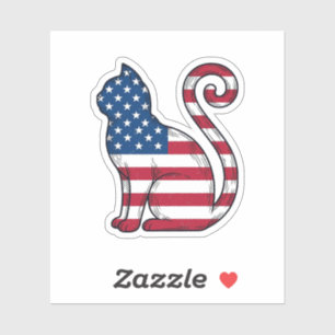 Patriotische Katze Vintage-Stich Vektor-Design_1 Aufkleber