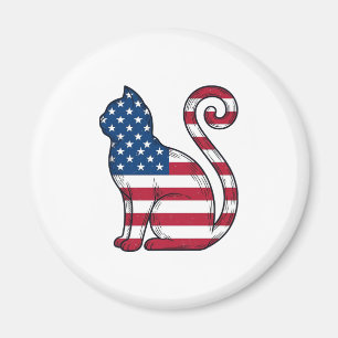 Patriotische Katze Vintage-Stich Vektor-Design_1 Magnet