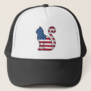 Patriotische Katze Vintage-Stich Vektor-Design_1 Truckerkappe