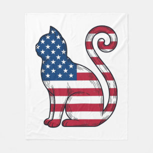 Patriotische Katze Vintage-Stich-Vektordesign_1 Fleecedecke