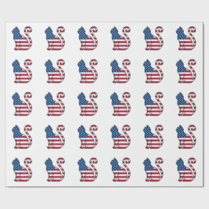 Patriotische Katze Vintage-Stich-Vektordesign_1 Geschenkpapier