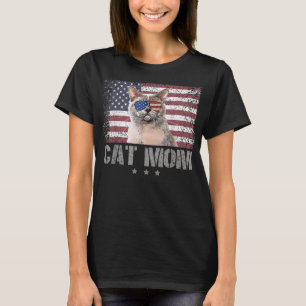 Patriotische Katzen Mama mit Sonnenbrille USA Fl T-Shirt
