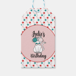 Patriotische Katzen Sprinklen und Stars Geburtstag Geschenkanhänger