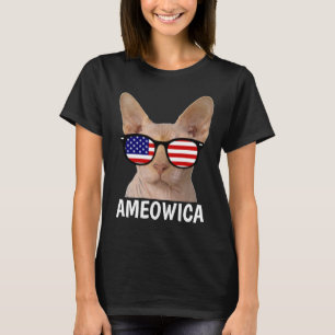 Patriotische Katzen-T - Shirt, Sphynx, AMEOWICA-T  T-Shirt