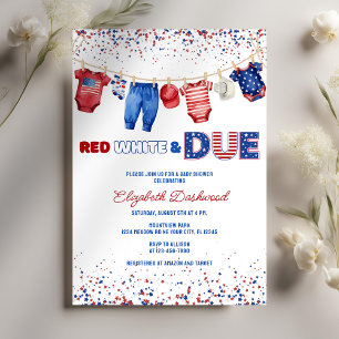 Patriotische Kleidung Red White & Due Baby Dusche Einladung