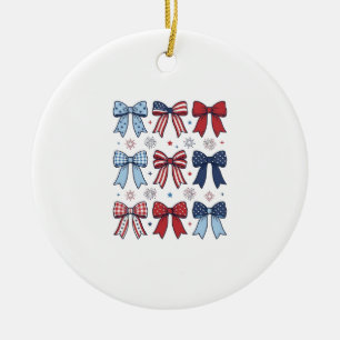 Patriotische Kokette Bows Vintage Vektor Design_1 Keramik Ornament