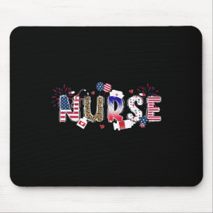Patriotische Krankenschwester 4. Juli American Fla Mousepad