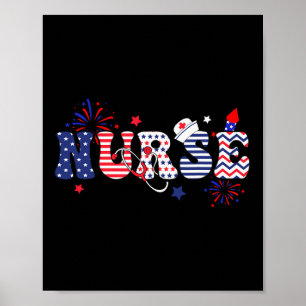 Patriotische Krankenschwester 4. Juli Poster