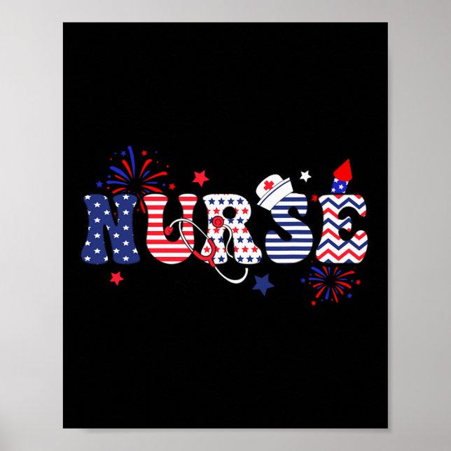 Patriotische Krankenschwester 4. Juli  Poster (Vorne)