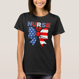 Patriotische Krankenschwester 4. Juli USA Rot Weiß T-Shirt