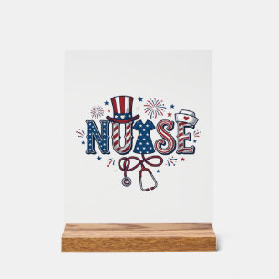 Patriotische Krankenschwester Vintage-Stich-Vektor Acrylschild