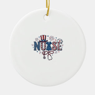 Patriotische Krankenschwester Vintage-Stich Vektor Keramik Ornament
