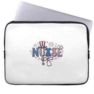 Patriotische Krankenschwester Vintage-Stich-Vektor Laptopschutzhülle
