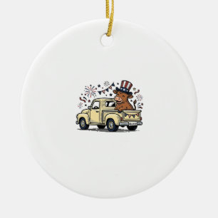 Patriotische Kuh 4. Juli LKW-Vektordesign_1 Keramik Ornament