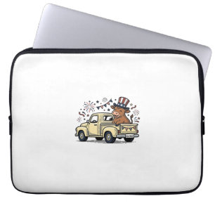 Patriotische Kuh 4. Juli LKW-Vektordesign_1 Laptopschutzhülle
