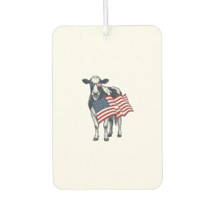 Patriotische Kuh Amerikanische Flagge Vintage Grav Autolufterfrischer