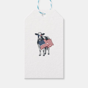 Patriotische Kuh Amerikanische Flagge Vintage Grav Geschenkanhänger