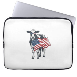 Patriotische Kuh Amerikanische Flagge Vintage Grav Laptopschutzhülle
