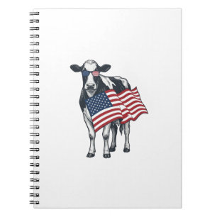 Patriotische Kuh Amerikanische Flagge Vintage Grav Notizblock