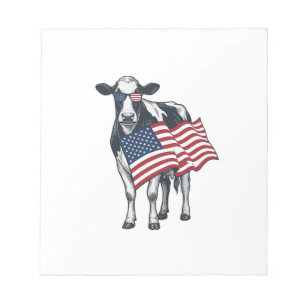 Patriotische Kuh Amerikanische Flagge Vintage Grav Notizblock