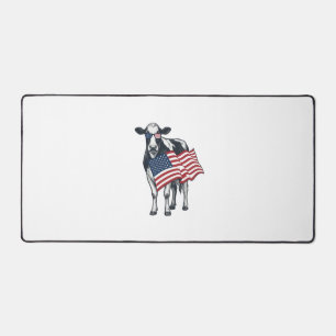 Patriotische Kuh Amerikanische Flagge Vintage Grav Schreibtischunterlage