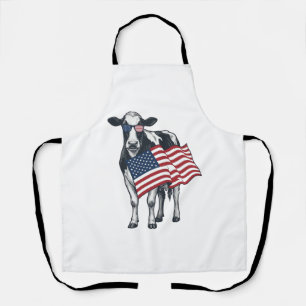 Patriotische Kuh Amerikanische Flagge Vintage Grav Schürze